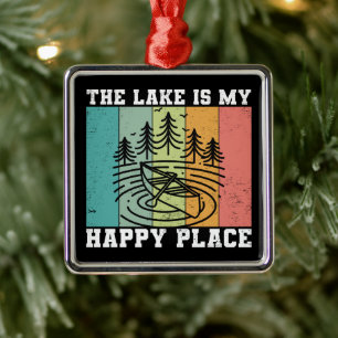 Der See ist mein glücklicher Ort Distressed Vintag Ornament Aus Metall
