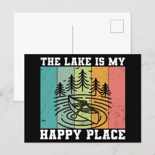 Der See ist mein glücklicher Ort Distressed Vintag Postkarte