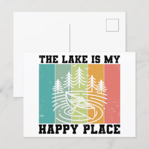 Der See ist mein glücklicher Ort Distressed Vintag Postkarte