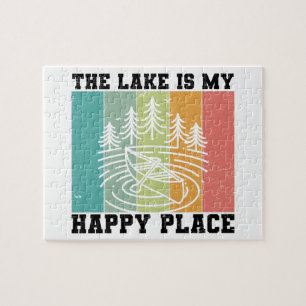 Der See ist mein glücklicher Ort Distressed Vintag Puzzle