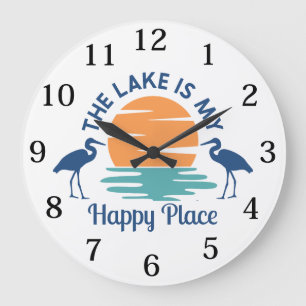 Der See ist mein glücklicher Ort Große Wanduhr