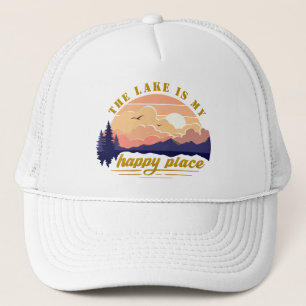 "Der See ist mein glücklicher Ort" Vintage-Sonnenu Truckerkappe