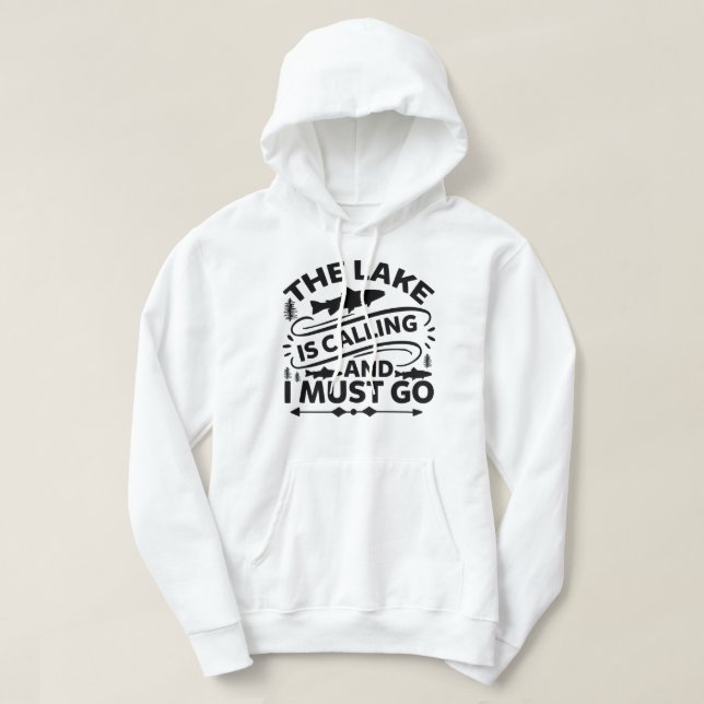 Der See ruft und ich muss gehen, Funny Fishing L Hoodie (Design vorne)