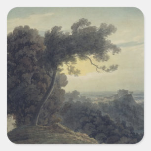 Der See von Albano und von Schloss Gandolfo, Quadratischer Aufkleber