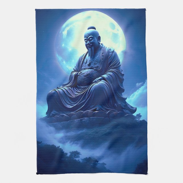 Der Segen des Mondes über der himmlischen Statue Geschirrtuch (Vertikal)