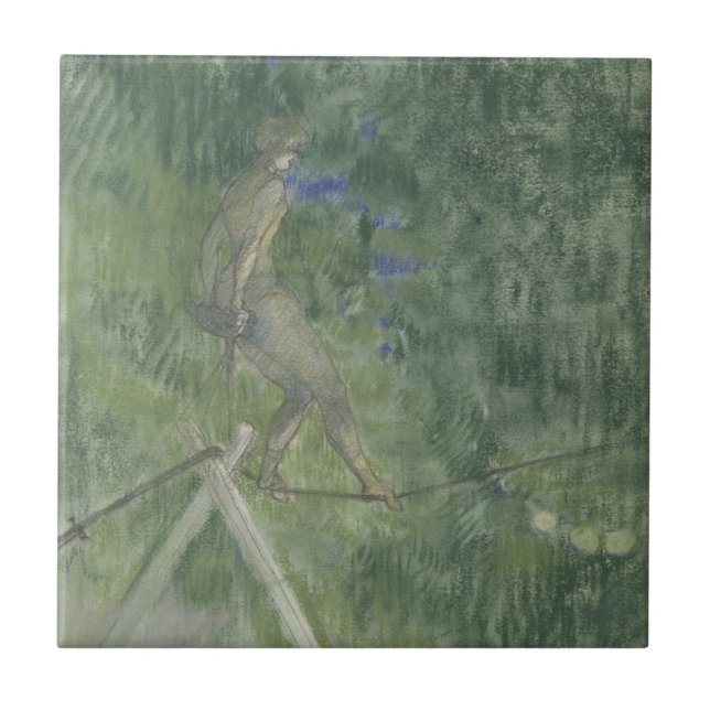 Der Seil-Tänzer (Pastell) Fliese (Vorderseite)