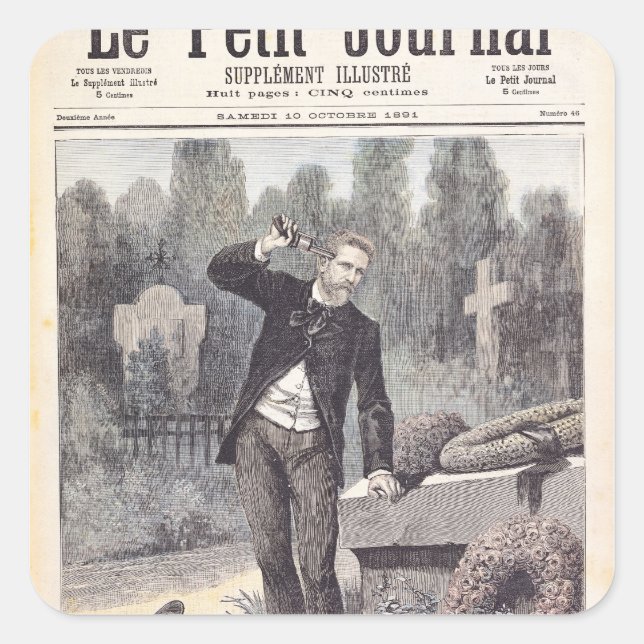 Der Selbstmord von General Georges Ernest Quadratischer Aufkleber (Vorderseite)