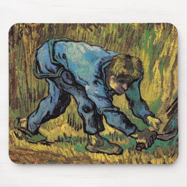 Der Sensenmann mit Sickle von Vincent van Gogh Mousepad (Vorne)