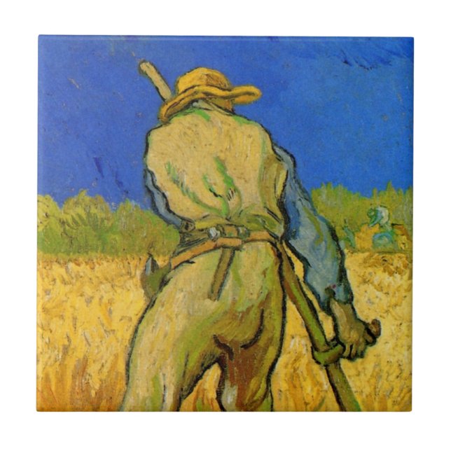 Der Sensenmann (nach Millet) von Vincent van Gogh Fliese (Vorderseite)