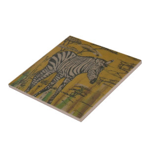 Der Serengeti-Geist: Zebras beim Grasen in der Mar Fliese