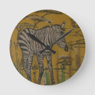 Der Serengeti-Geist: Zebras beim Grasen in der Mar Runde Wanduhr