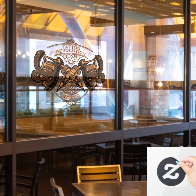 Der Shop für Vintage Goldtätomaschinen Fensteraufkleber (Restaurantfenster)