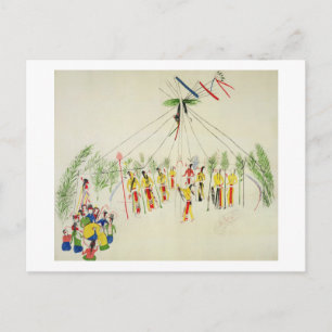 Der Shoshone Sun Dance (Pigment auf Muslin) Postkarte