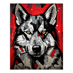 Der sibirische Husky-Hund, rot und schwarz 002 - U Poster