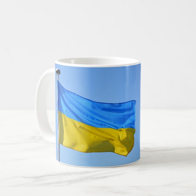 Der Sieg der ukrainischen Flagge Bleibe stark Kaffeetasse (Vorderseite Links)