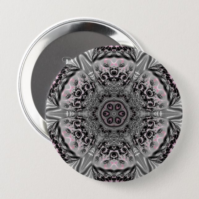 Der silberne Fraktalgarten Button (Vorne & Hinten)