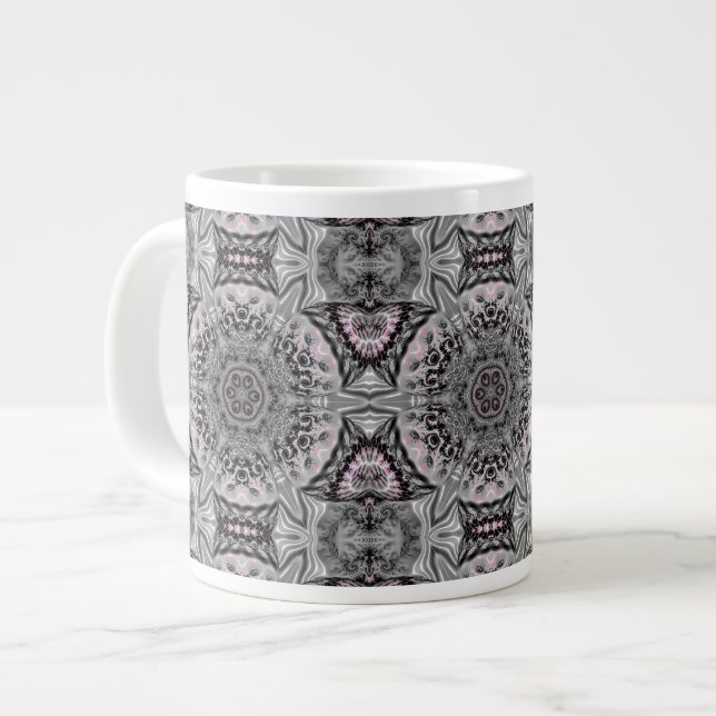 Der silberne Fraktalgarten Jumbo-Tasse (Vorderseite Links)