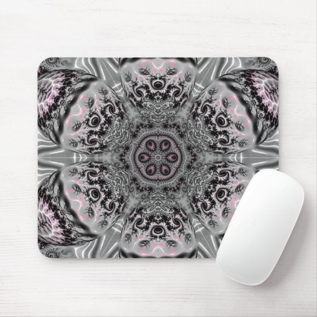 Der silberne Fraktalgarten Mousepad (Mit Mouse)