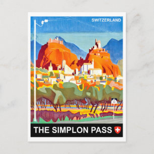 Der Simplonpass, Schweiz, Vintage-Reise Postkarte