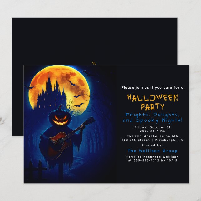 Der singende Halloween-Kürbis Einladung (Vorne/Hinten)