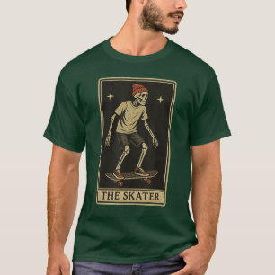 DER SKATER Tarot d Skeleton Punk Rock Skateboardin T-Shirt