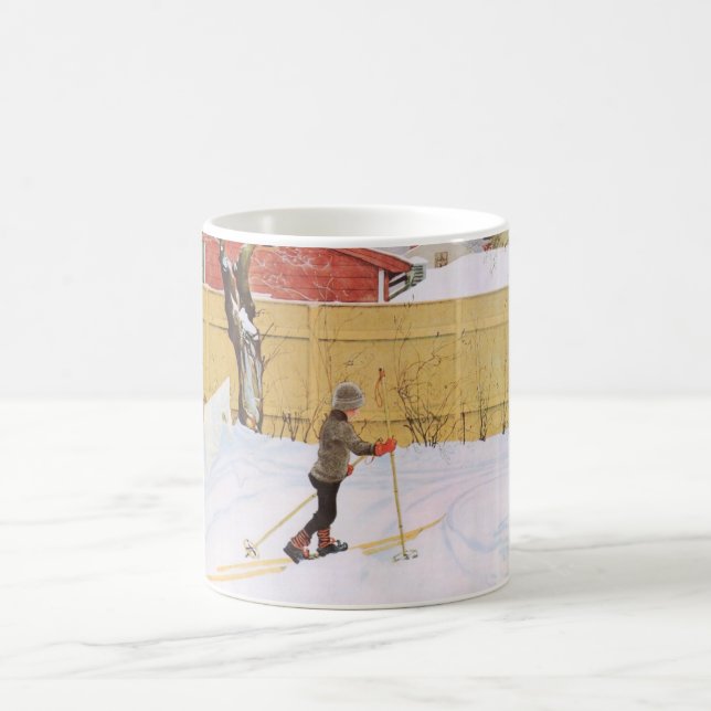 Der Skifahrer (Junge mit Ski) (Winterlandschaft) Kaffeetasse (Mittel)