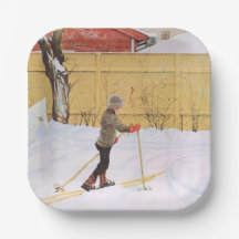 Der Skifahrer (Junge mit Ski) (Winterlandschaft)