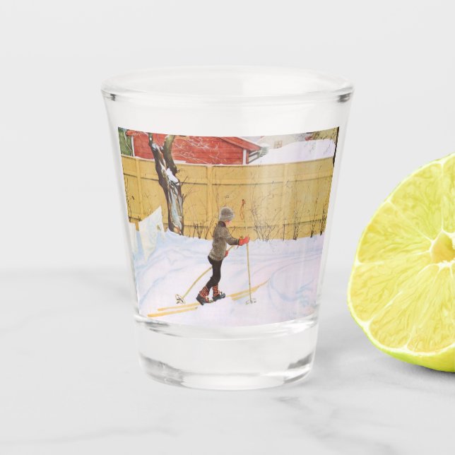 Der Skifahrer (Junge mit Ski) (Winterlandschaft) Schnapsglas (Vorderseite)