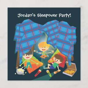 Der Sleepover-Schlummer-Party Einladung des Jungen