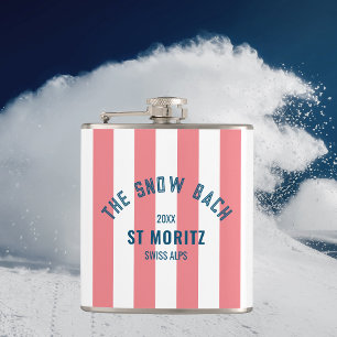 Der Snow Beach Pink Cabana Stripe Junggesellinnena Flachmann