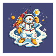 Der Snowman ist zu Weihnachten Astronaut