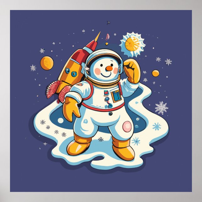 Der Snowman ist zu Weihnachten Astronaut Poster (Vorne)