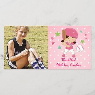 Der Softball, der Girly ist, danken Ihnen Dankeskarte