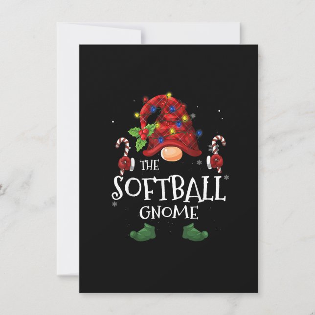 Der Softball Gnome Buffalo Karierter Weihnachtsbau Einladung (Vorderseite)