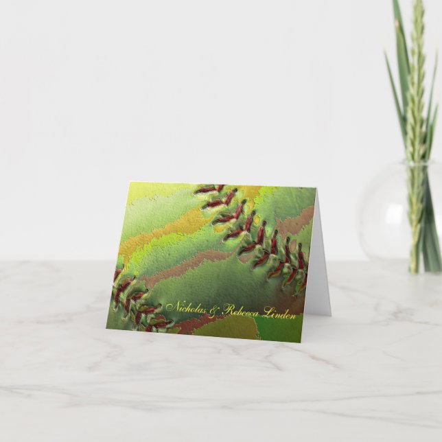 Der Softball-Sport, der Thema Wedding ist, dankt Dankeskarte (Vorderseite)