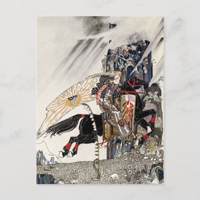 Der Sohn der Witwe: Die Welt reitet auf dem Schwar Postkarte (Vorderseite)