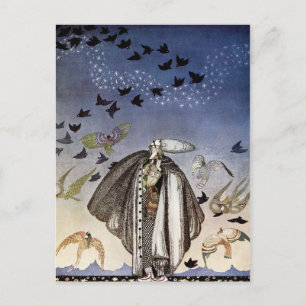 Der Soldat pfiff und eine Flock der Vögel kam Postkarte