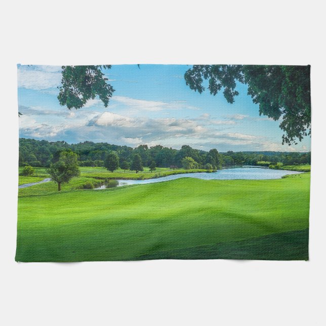 Der Sommer auf dem Golfplatz Geschirrtuch (Horizontal)