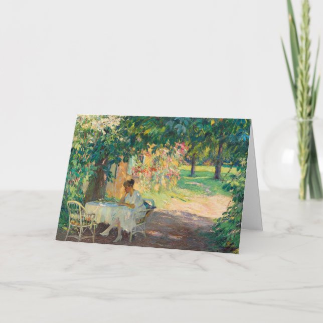 Der Sommer im Garten | Edward Cucuel Karte (Vorderseite)