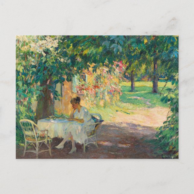 Der Sommer im Garten | Edward Cucuel Postkarte (Vorderseite)