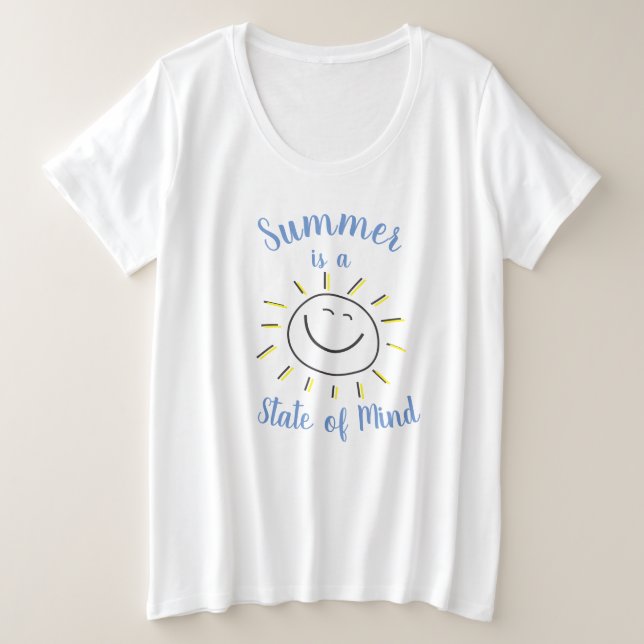 Der Sommer ist ein Staat des Mind Quote Sunshine Große Größe T-Shirt (Design vorne)
