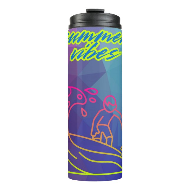 Der Sommer vibes Junge surfen. Thermosbecher (Vorderseite)