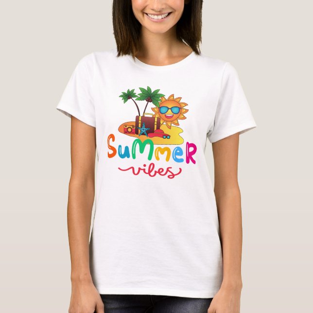 Der Sommer weht Sonne und Palmen, Frauen T-Shirt (Vorderseite)