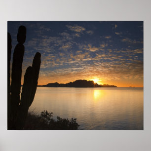 Der Sonnenaufgang über Isla Danzante im Golf von Poster