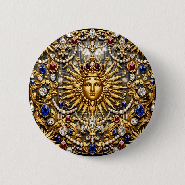Der Sonnenkönig Versailles Französisch verziert Button (Vorderseite)