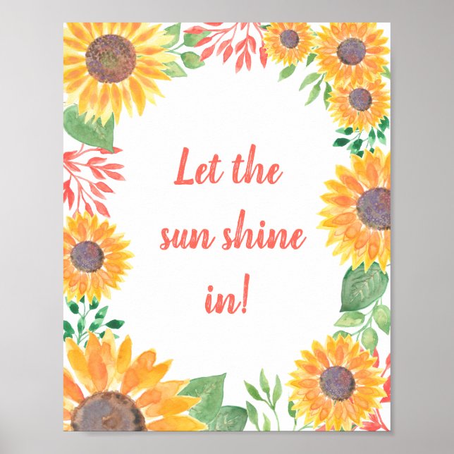 Der Sonnenschein wird in Sonnenblumenblättern gela Poster (Vorne)