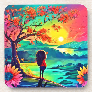 Der Sonnenuntergang am Fluss Getränkeuntersetzer