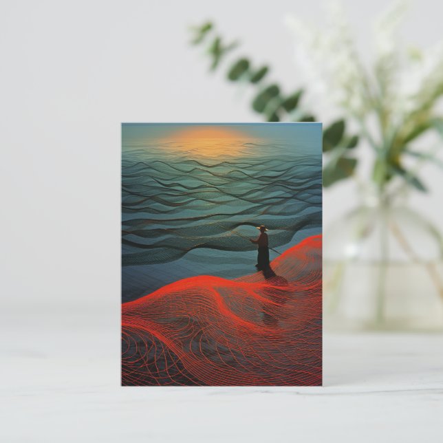 Der Sonnenuntergang des Fisherman Postkarte (Stehend Vorderseite)