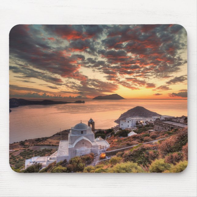 Der Sonnenuntergang vom Schloss Plaka in Milos Mousepad (Vorne)