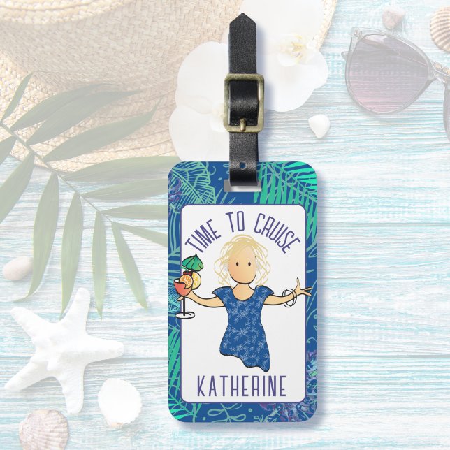 Der sonnige Cartoon für ihren Urlaub Cruise Beach Gepäckanhänger (Von Creator hochgeladen)